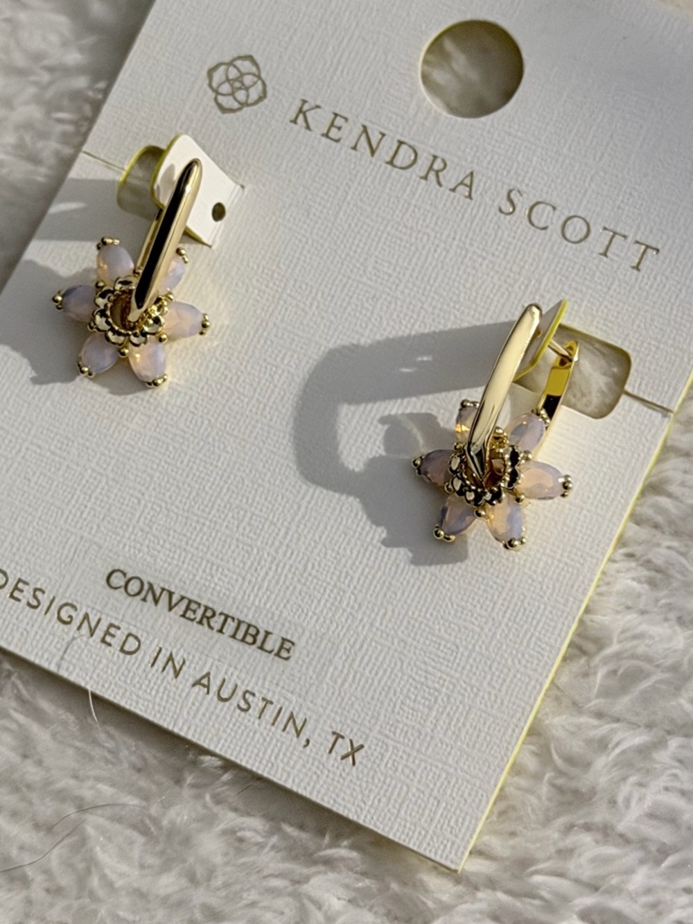 Kendra Scott Alyssa Huggie Earrings - Gold/Pink Opalite Crystal